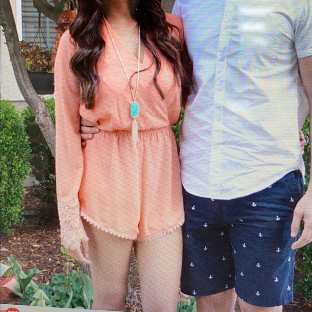 Peach lace romper